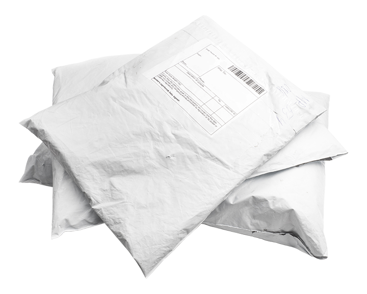 Three mailer bags stacked