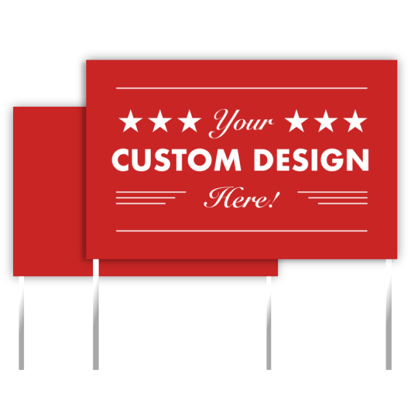 Red sign that says: Your custom design here